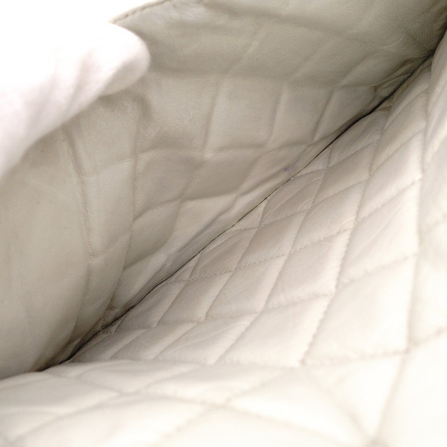 CHANEL Caviar Skin Cambon Line Shoulder Bag, Leather, White, Silver Hardware