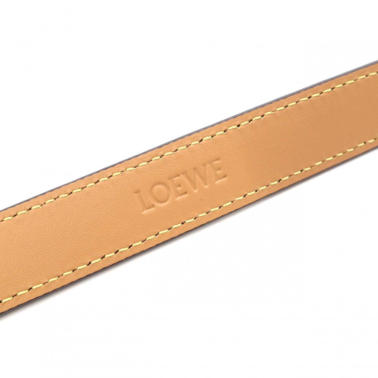 LOEWE Anagram Belt, Leather, Beige, Size 85/34, Brown, Gold Hardware