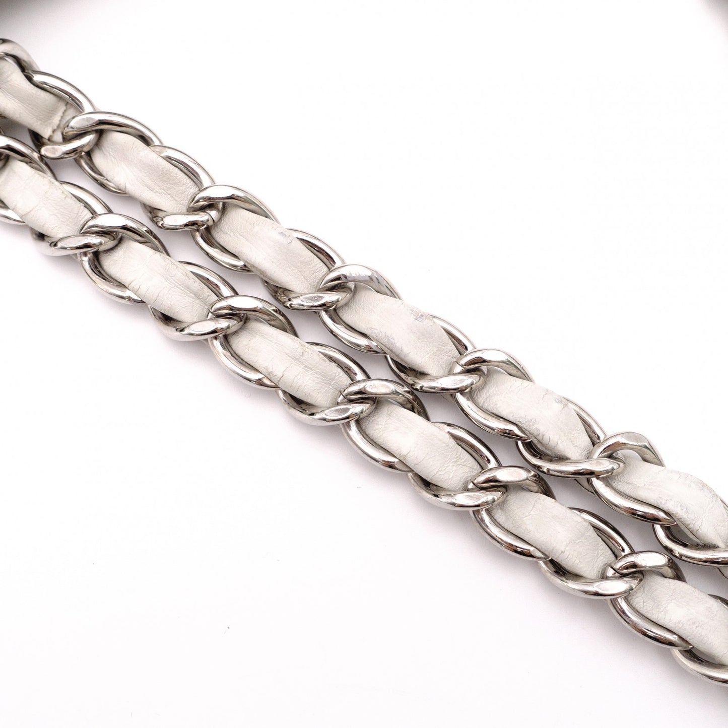 CHANEL Caviar Skin Cambon Line Shoulder Bag, Leather, White, Silver Hardware