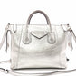 GIVENCHY Antigona Handbag, Leather, Silver, Women's, 2-Way Crossbody, Silver Hardware