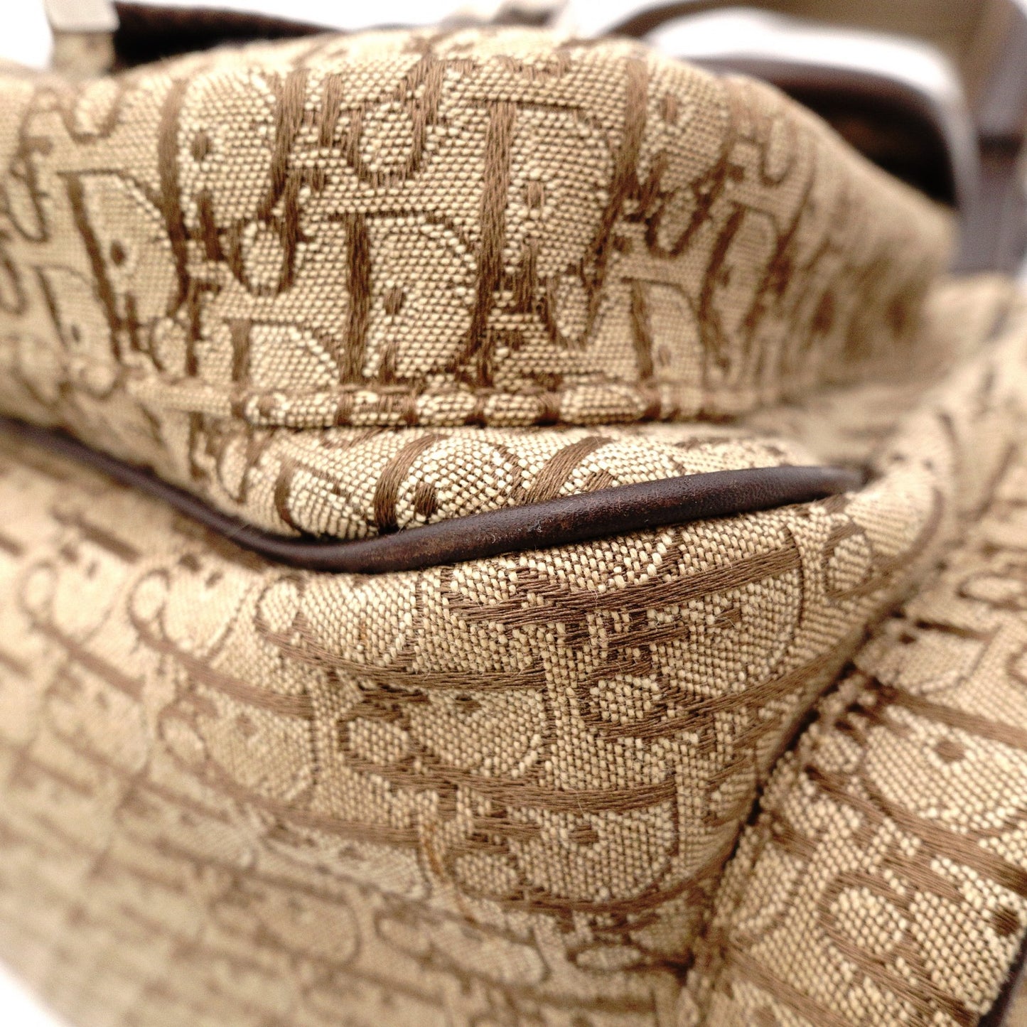 Christian Dior Street Chic Trotter Tote Bag, Canvas/Leather, Brown Tones