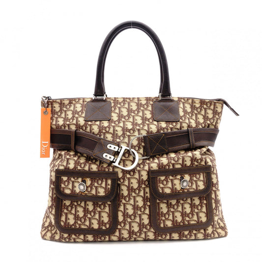 Christian Dior Trotter Tote Bag, Canvas and Leather, Brown