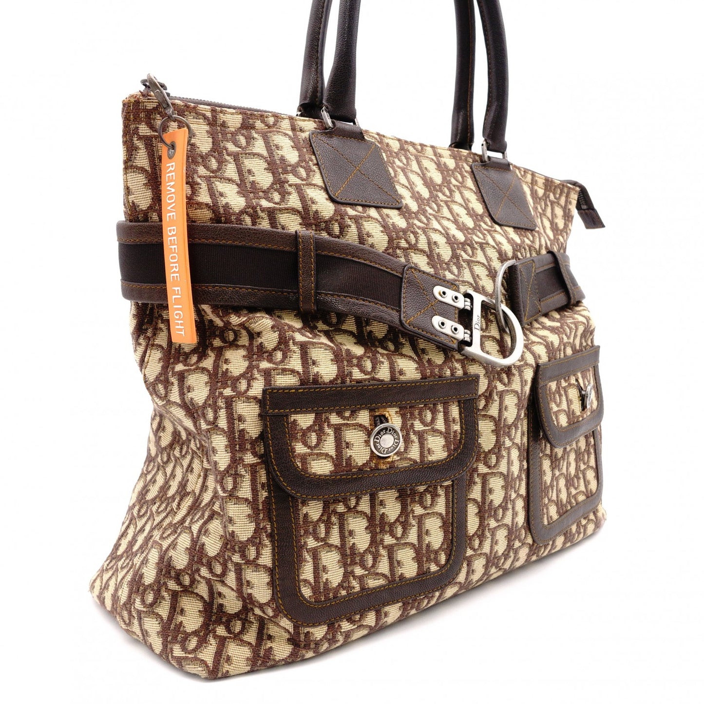 Christian Dior Trotter Tote Bag, Canvas and Leather, Brown