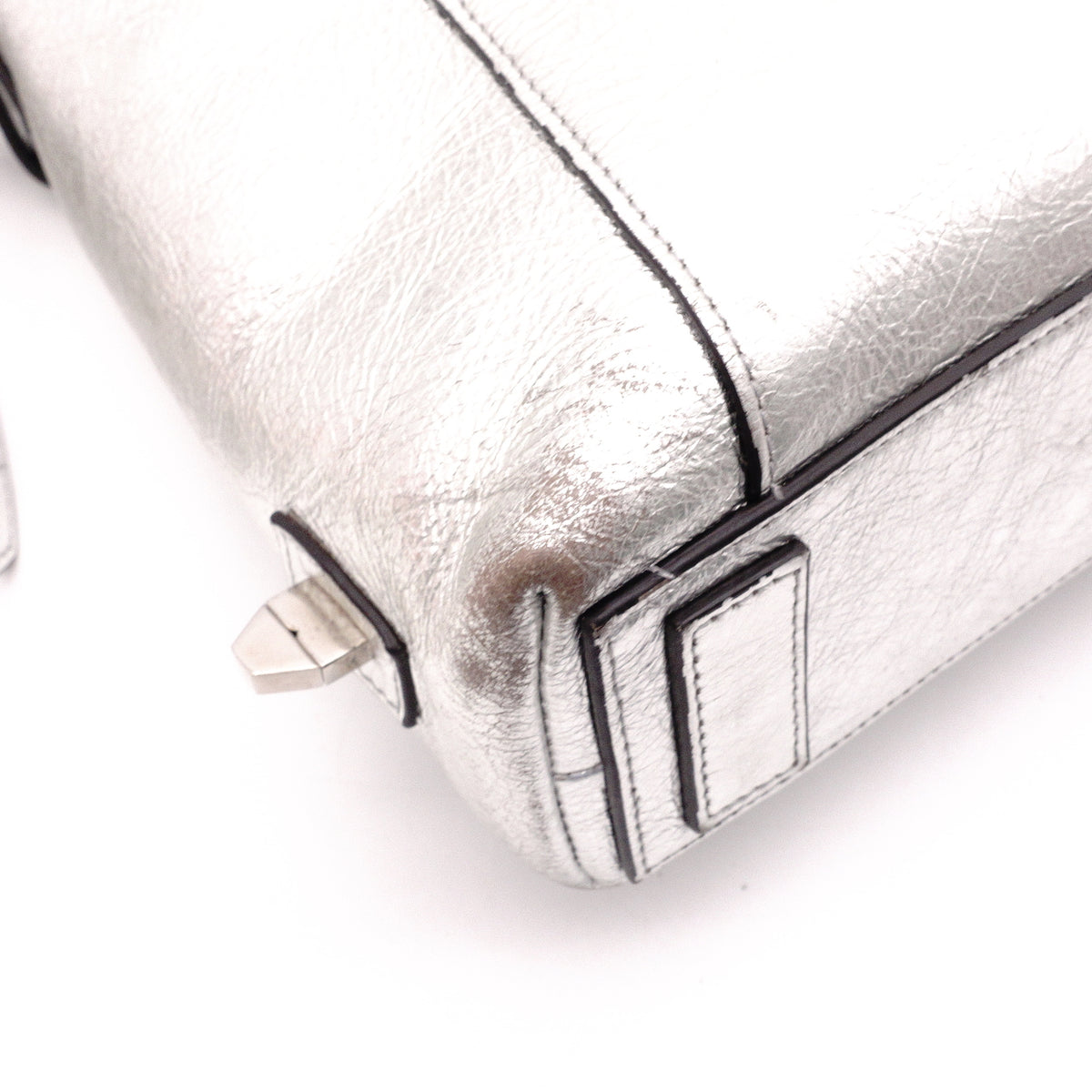 GIVENCHY Antigona Handbag, Leather, Silver, Women's, 2-Way Crossbody, Silver Hardware