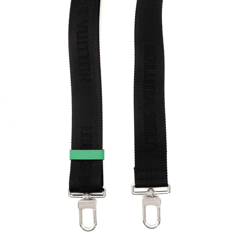 LOUIS VUITTON Signature Strap Black × Green Shoulder Strap 7-9-701