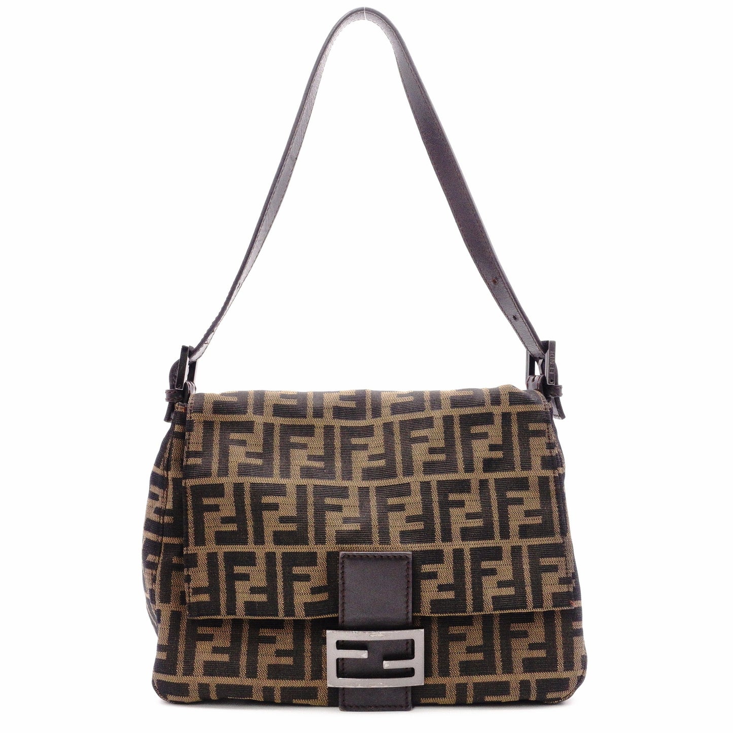 FENDI Mamma Bucket Zucca Shoulder Bag, Canvas/Leather, Black, Women's, Silver Hardware, FF Logo