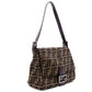 FENDI Mamma Bucket Zucca Shoulder Bag, Canvas/Leather, Black, Women's, Silver Hardware, FF Logo