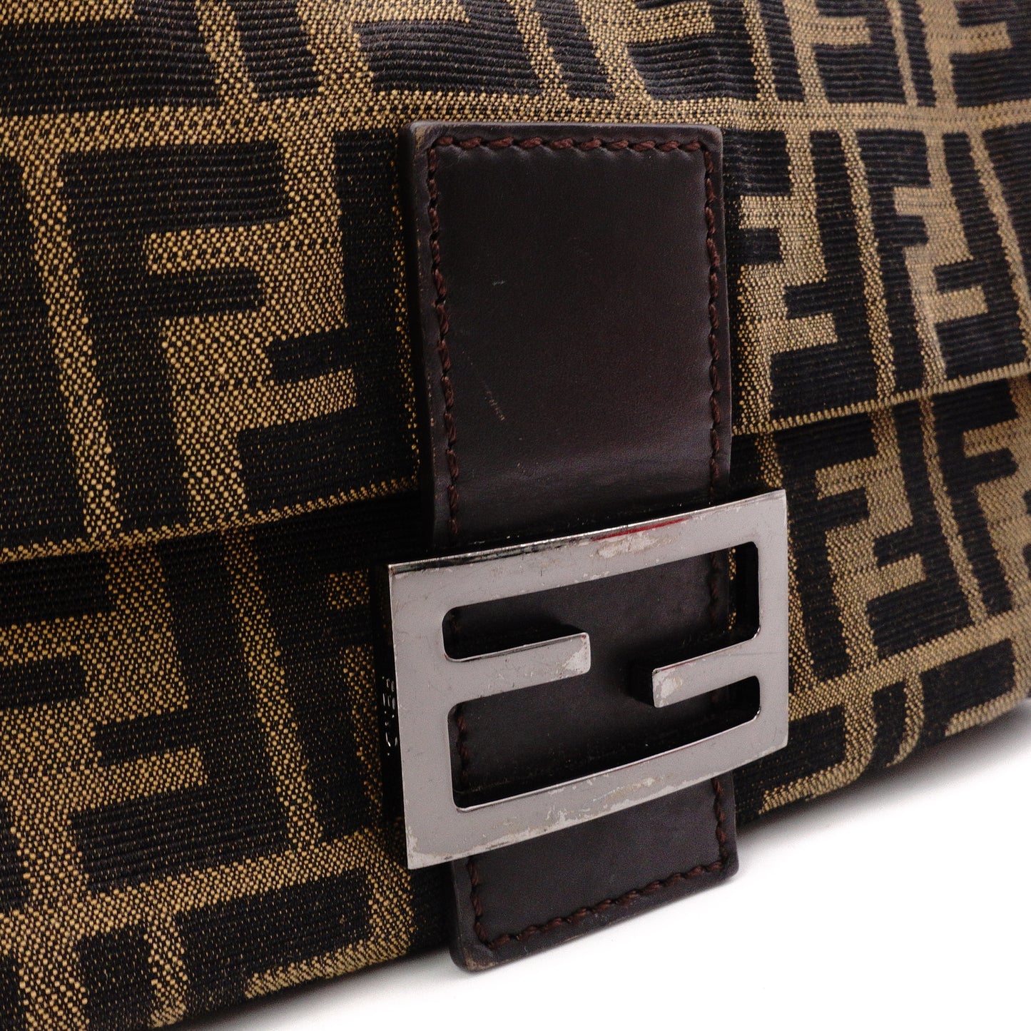 FENDI Mamma Bucket Zucca Shoulder Bag, Canvas/Leather, Black, Women's, Silver Hardware, FF Logo