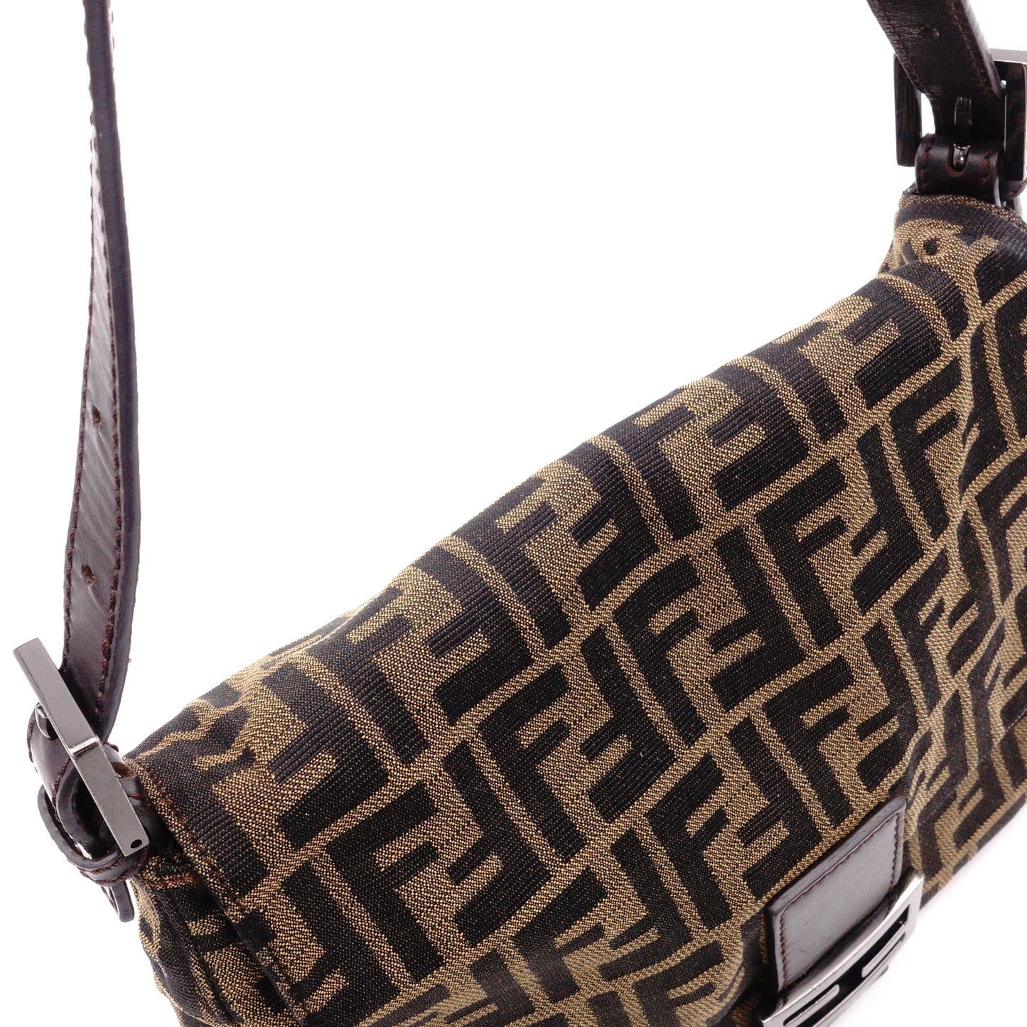 FENDI Mamma Bucket Zucca Shoulder Bag, Canvas/Leather, Black, Women's, Silver Hardware, FF Logo