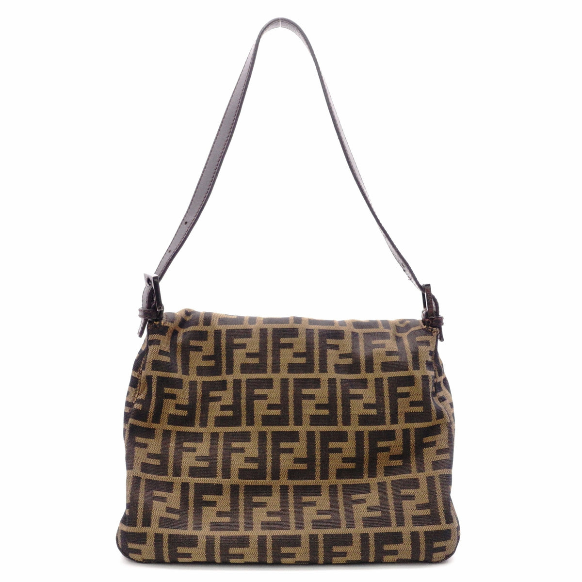FENDI Mamma Bucket Zucca Shoulder Bag, Canvas/Leather, Black, Women's, Silver Hardware, FF Logo