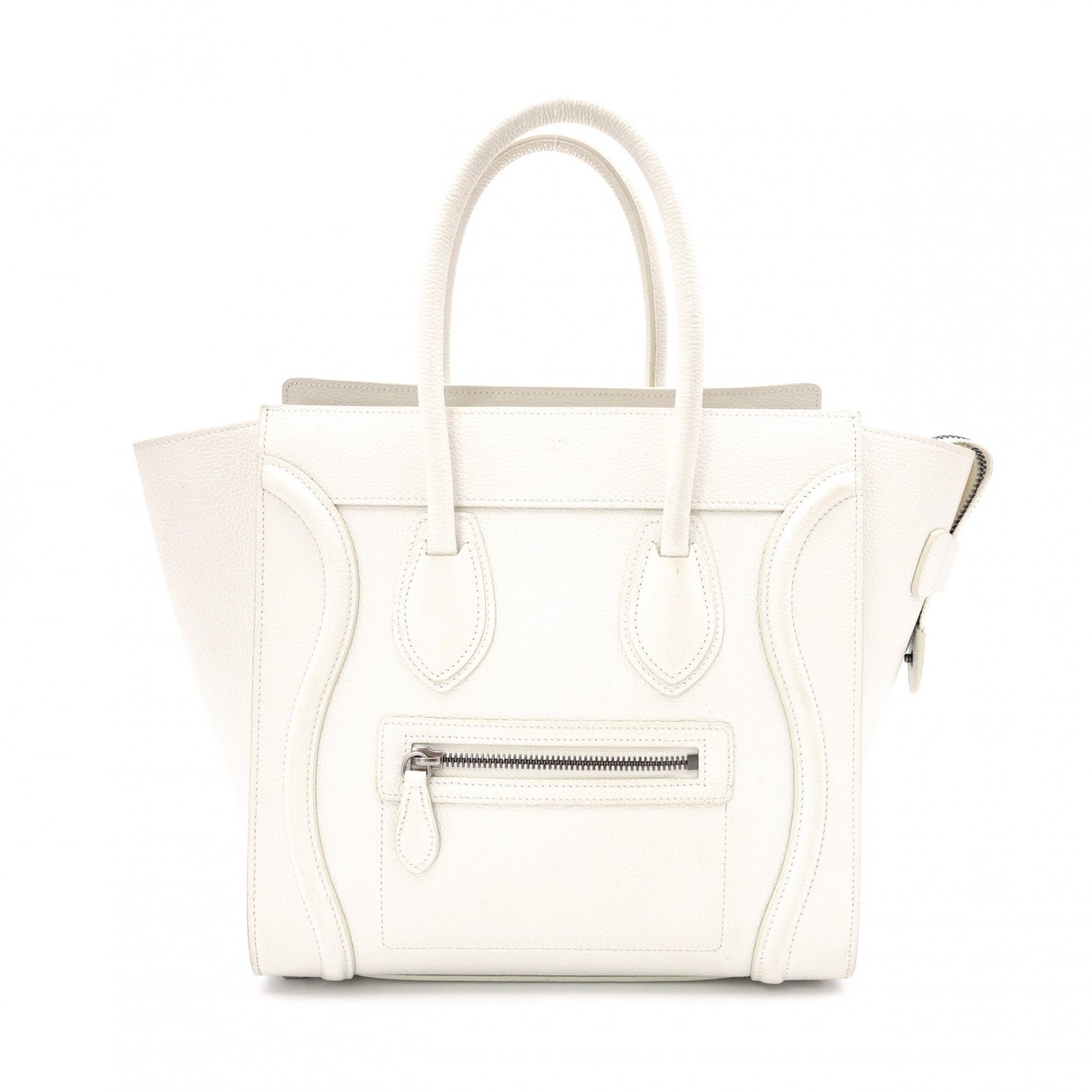 CELINE Micro Shopper Luggage Shoulder Bag, Leather, White