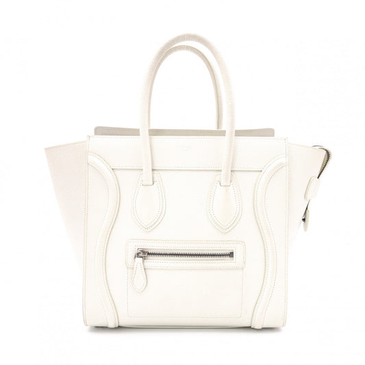 CELINE Micro Shopper Luggage Shoulder Bag, Leather, White