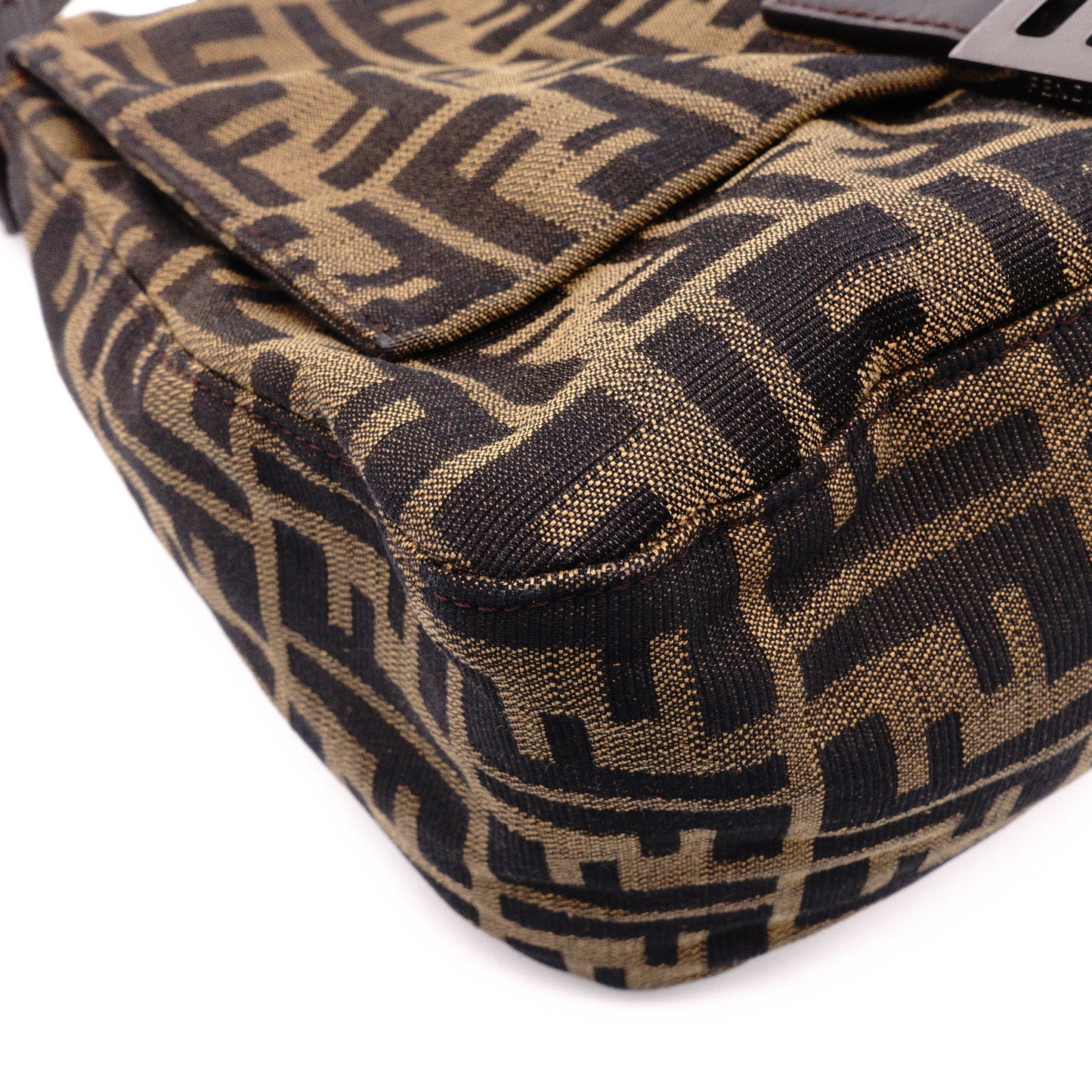 FENDI Mamma Bucket Zucca Shoulder Bag, Canvas/Leather, Black, Women's, Silver Hardware, FF Logo
