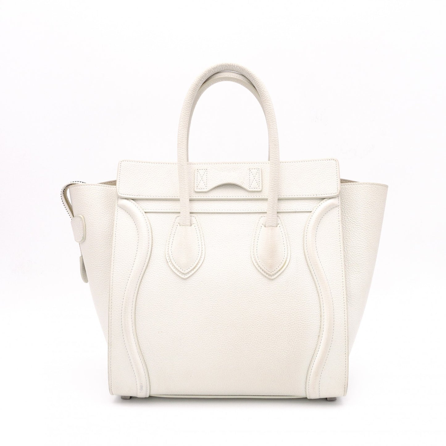 CELINE Micro Shopper Luggage Shoulder Bag, Leather, White