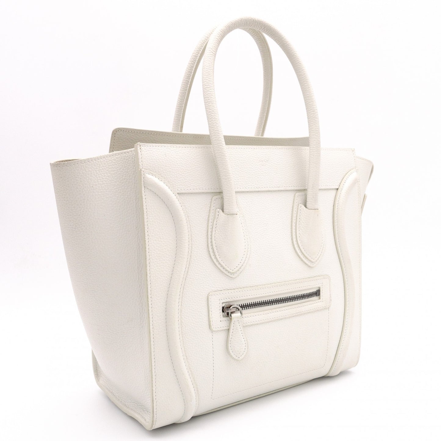 CELINE Micro Shopper Luggage Shoulder Bag, Leather, White