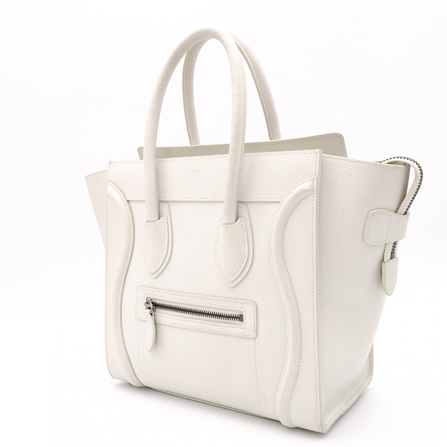 CELINE Micro Shopper Luggage Shoulder Bag, Leather, White