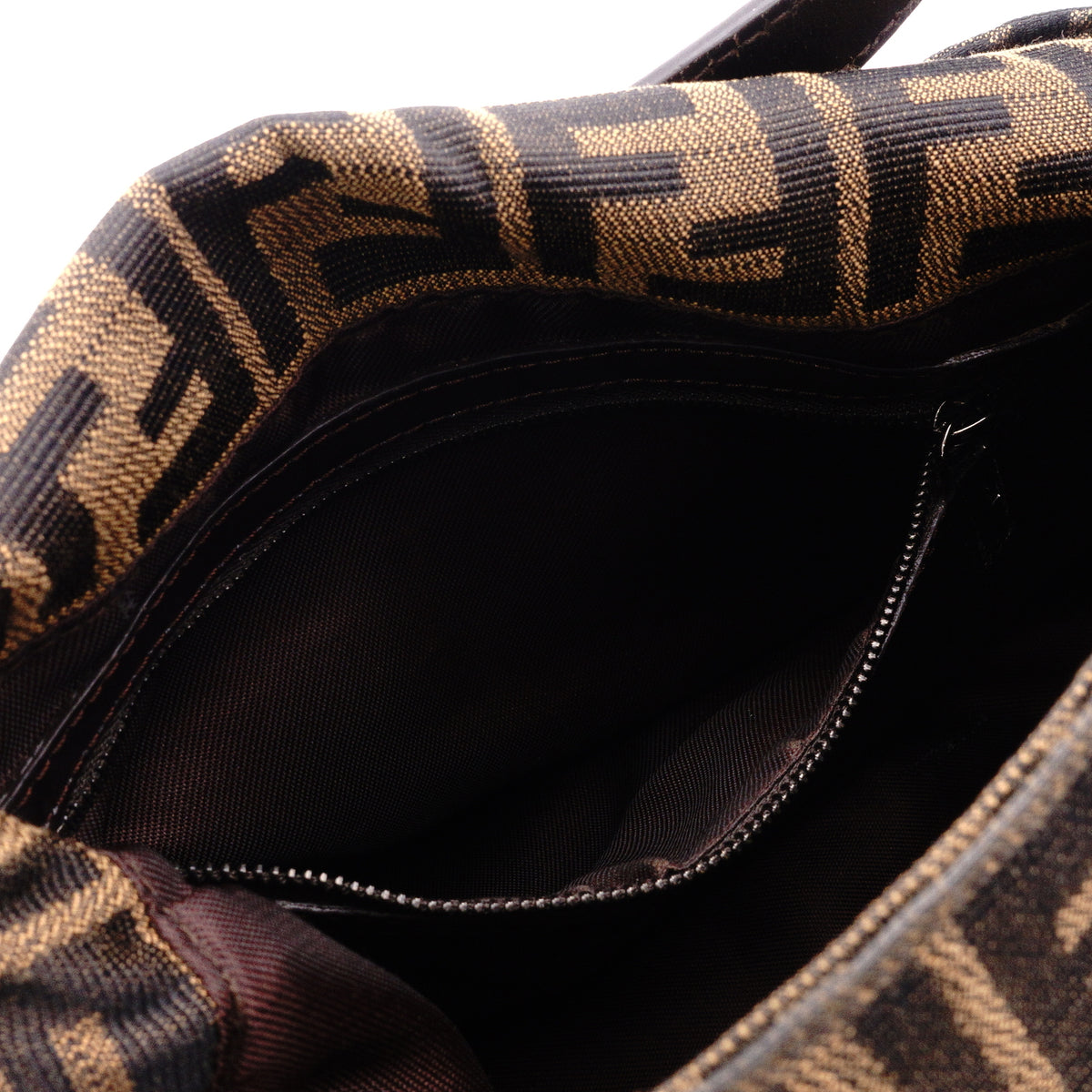 FENDI Mamma Bucket Zucca Shoulder Bag, Canvas/Leather, Black, Women's, Silver Hardware, FF Logo
