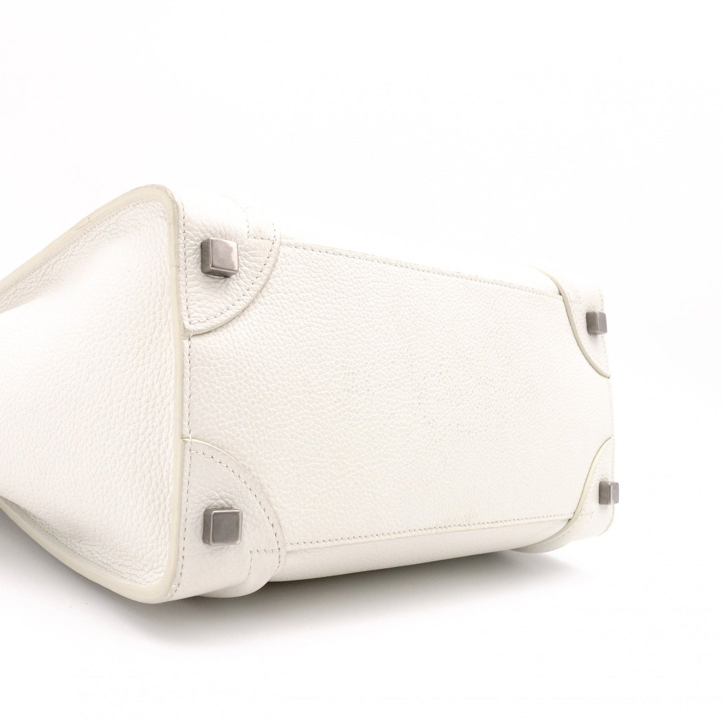 CELINE Micro Shopper Luggage Shoulder Bag, Leather, White