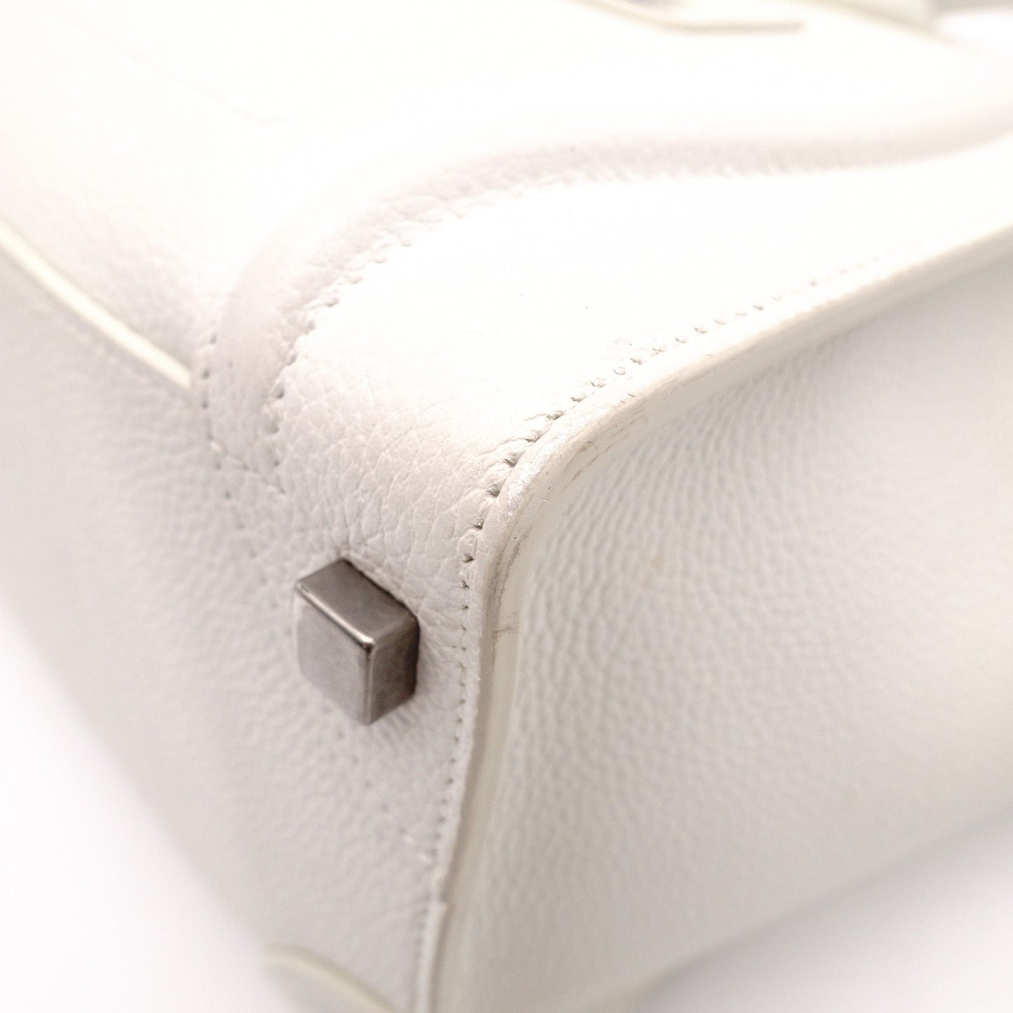 CELINE Micro Shopper Luggage Shoulder Bag, Leather, White