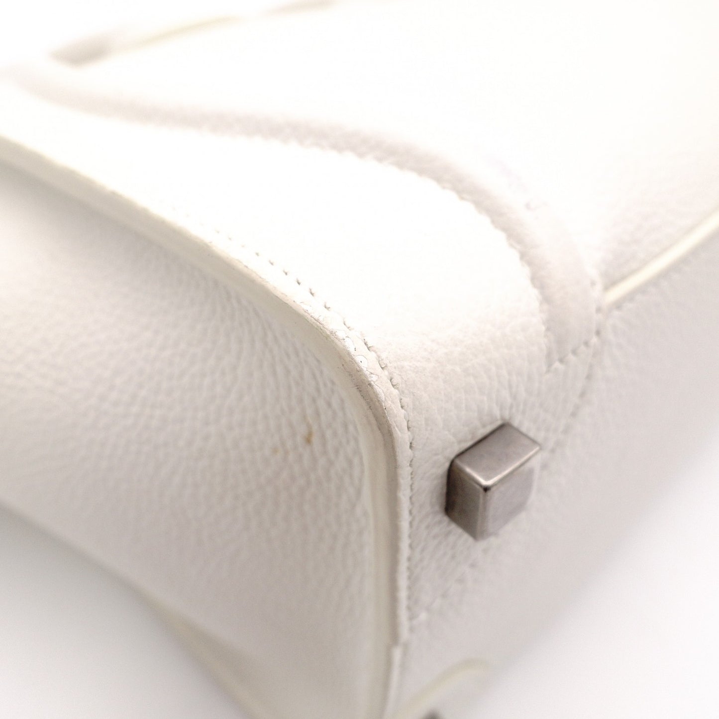 CELINE Micro Shopper Luggage Shoulder Bag, Leather, White