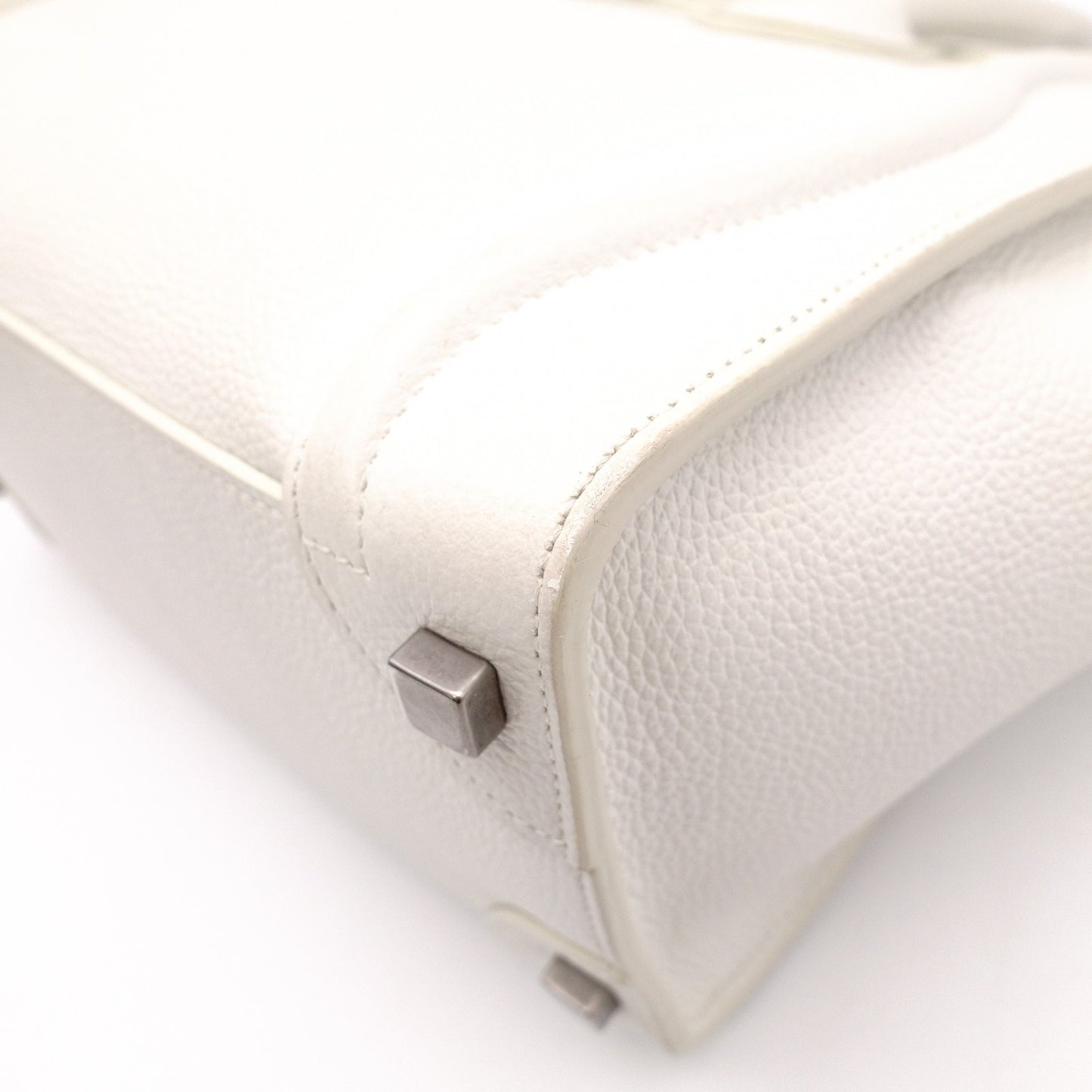 CELINE Micro Shopper Luggage Shoulder Bag, Leather, White