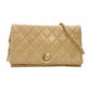 CHANEL Chain Shoulder Bag Lambskin Beige Leather Vintage Gold Hardware R801341