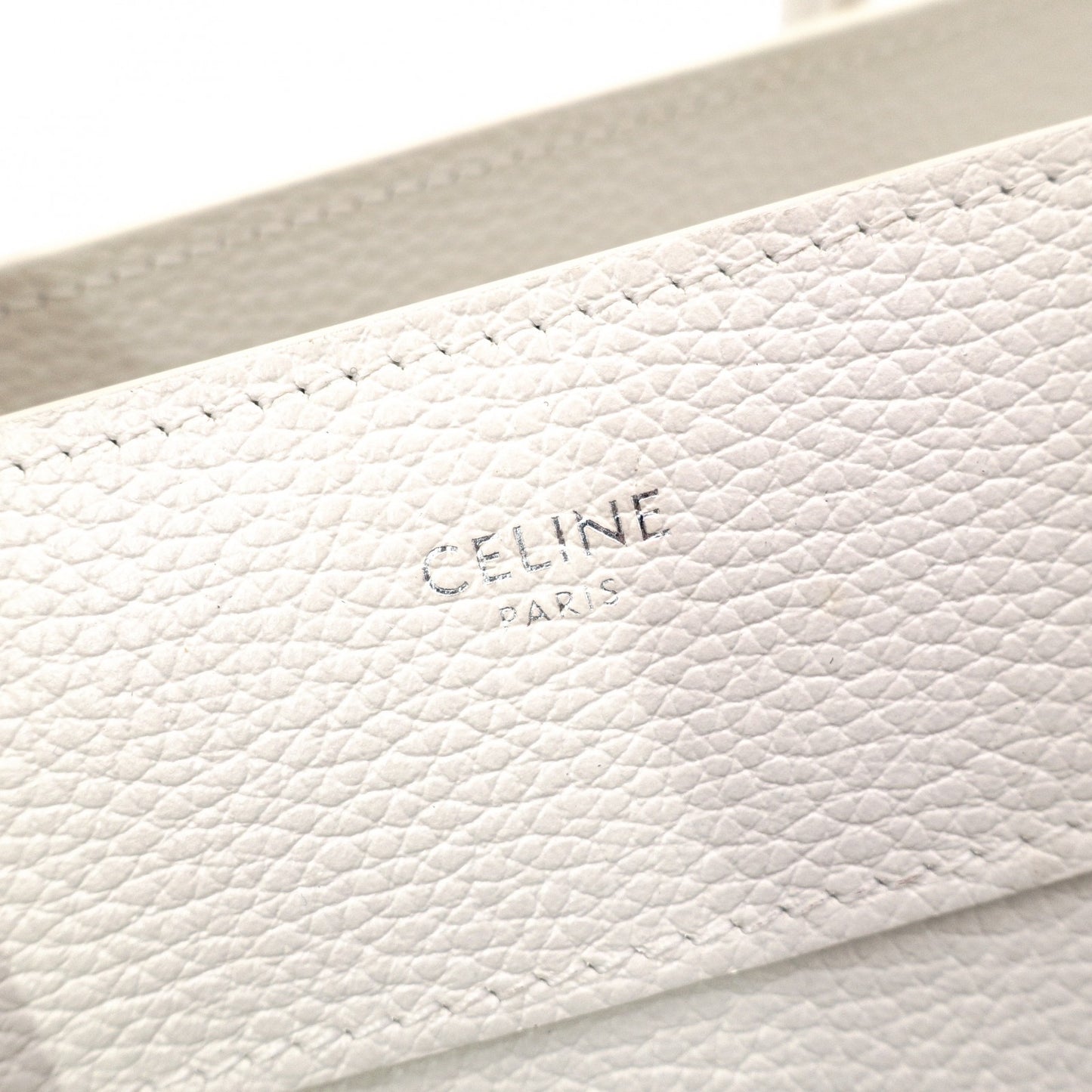 CELINE Micro Shopper Luggage Shoulder Bag, Leather, White