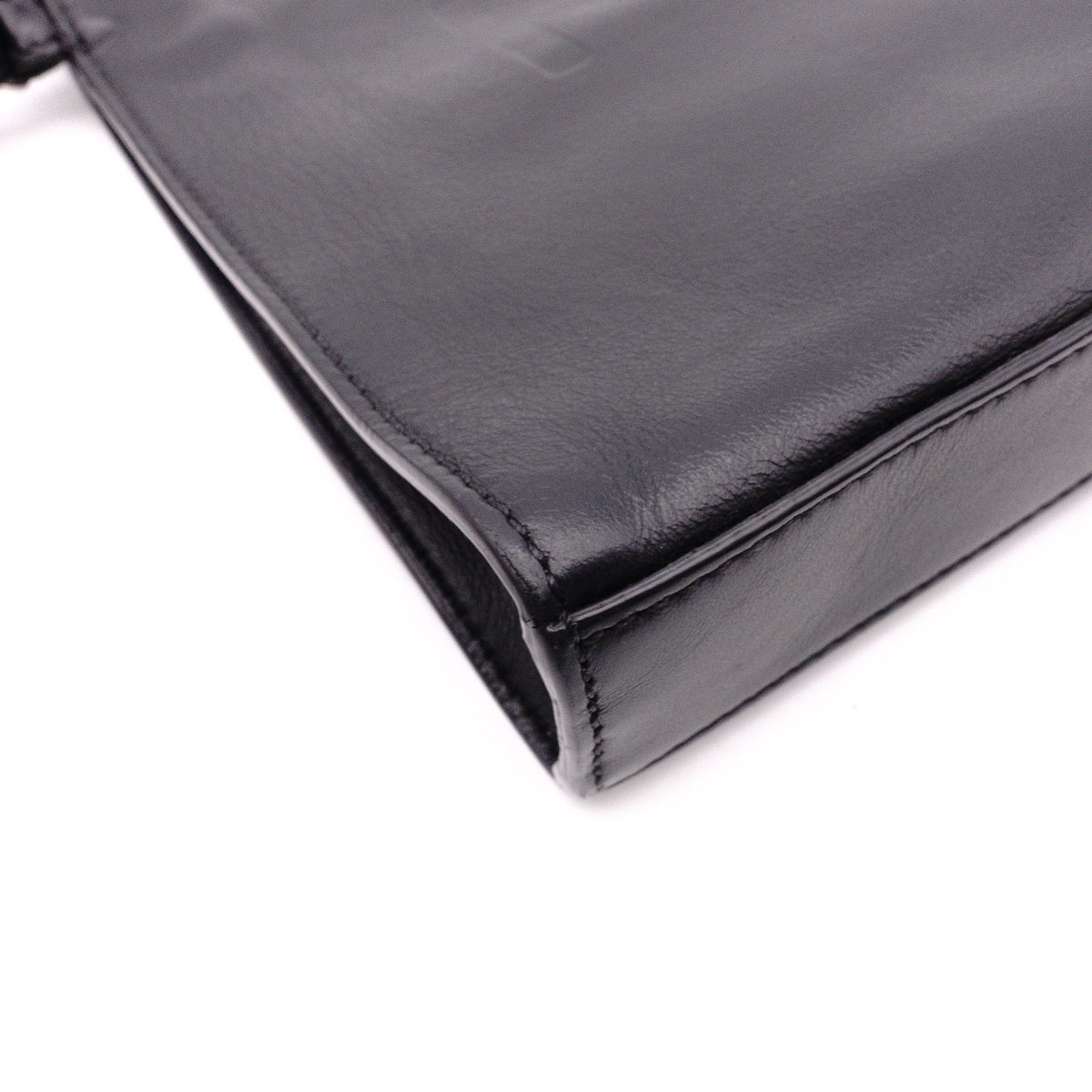 FENDI Clutch Bag, Leather, Black, Women's, Pouch, Logo, Black, Men's, Women's