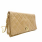 CHANEL Chain Shoulder Bag Lambskin Beige Leather Vintage Gold Hardware R801341