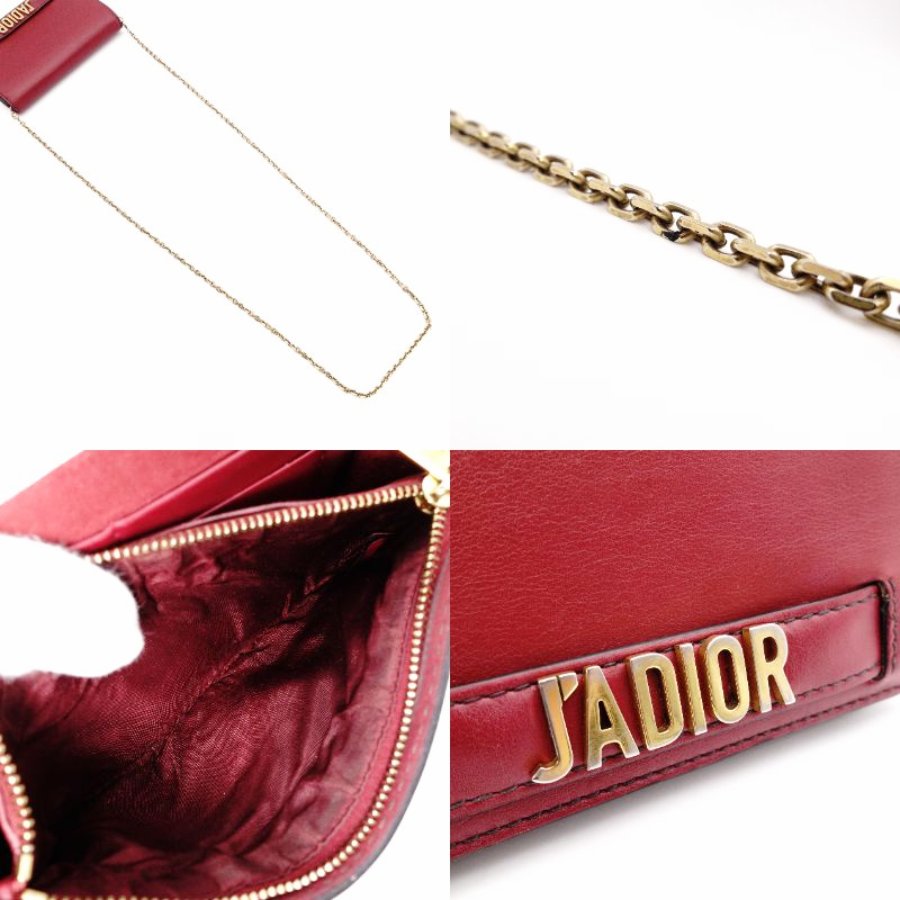 Christian Dior J'Adior Chain Shoulder Bag Red Leather Gold Crossbody R8011027