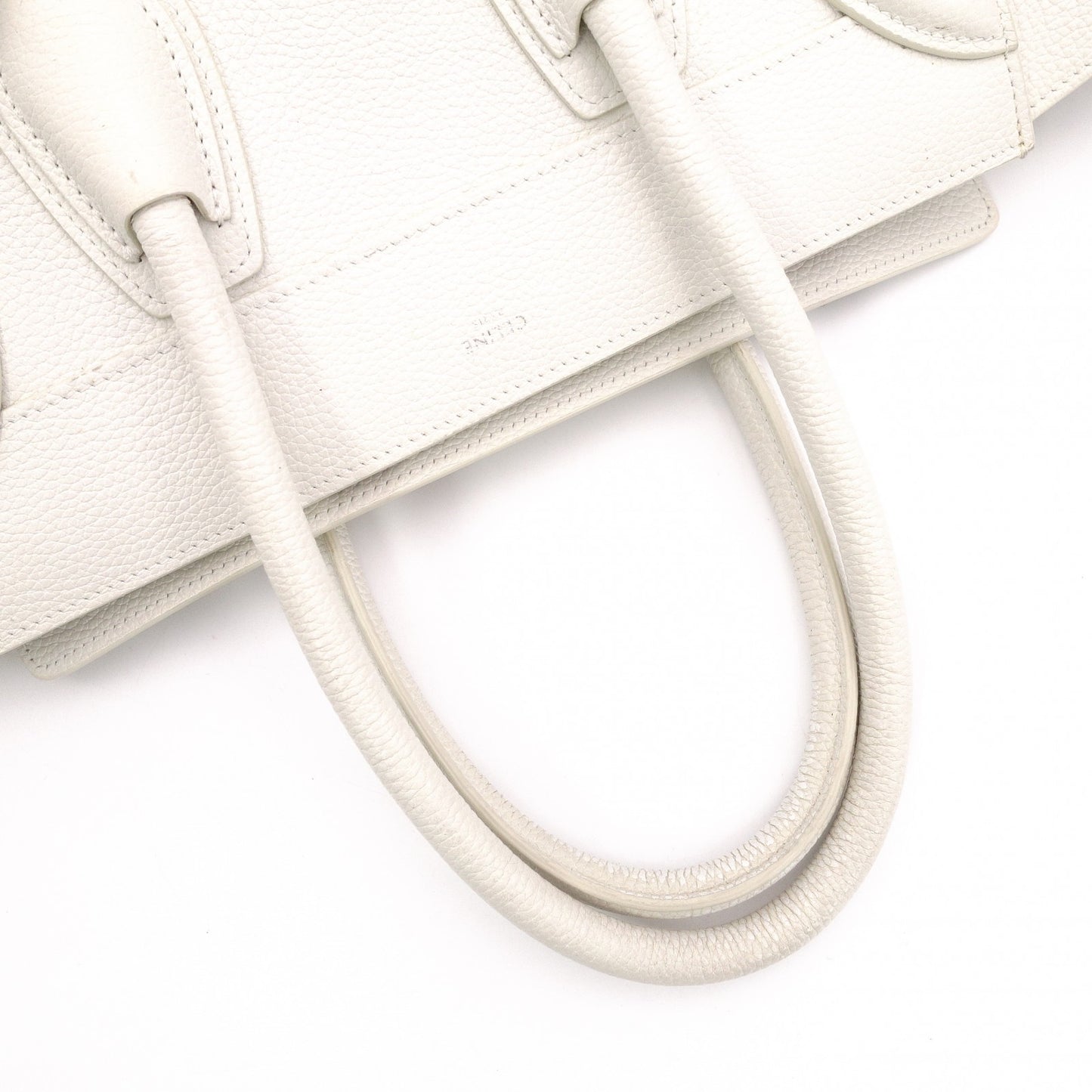 CELINE Micro Shopper Luggage Shoulder Bag, Leather, White