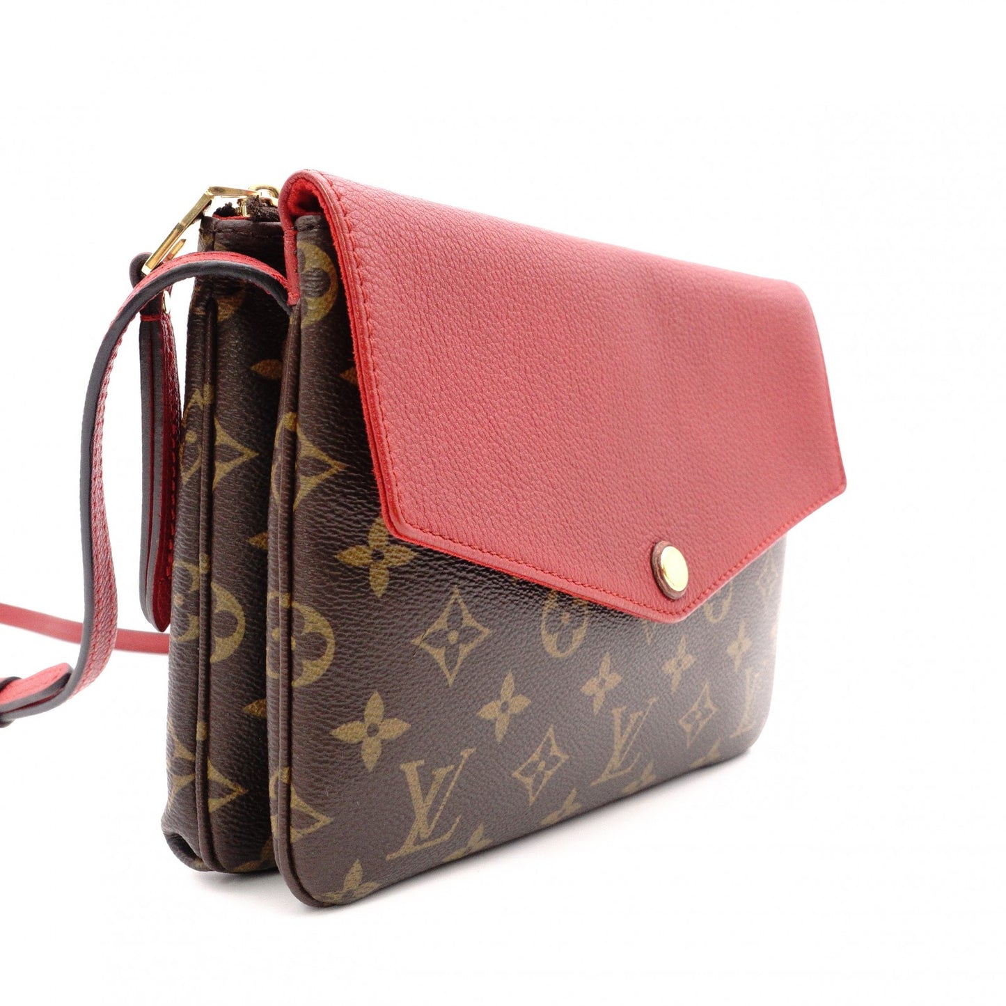 LOUIS VUITTON Twice Shoulder Bag, Leather/PVC, Brownish Red, Crossbody