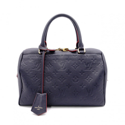 LOUIS VUITTON Speedy 25 Monogram Empreinte Handbag, Leather, Navy, 2-Way