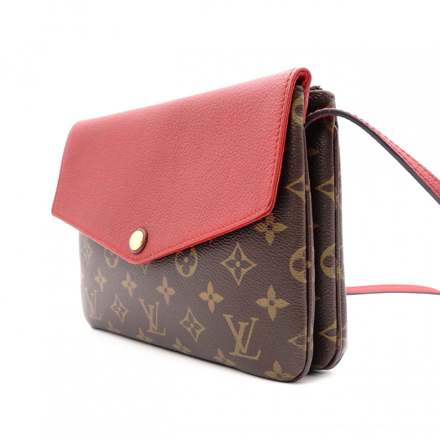 LOUIS VUITTON Twice Shoulder Bag, Leather/PVC, Brownish Red, Crossbody