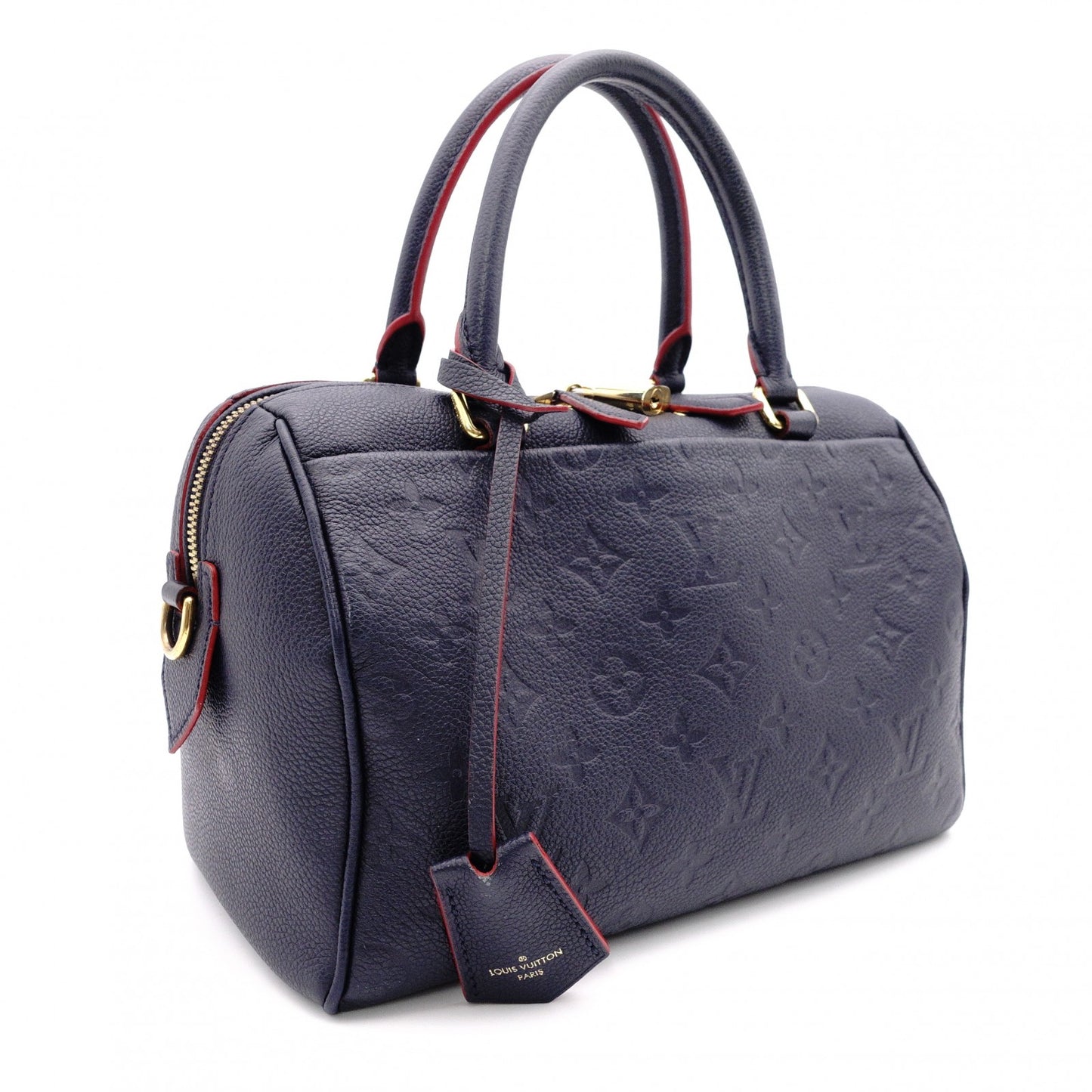 LOUIS VUITTON Speedy 25 Monogram Empreinte Handbag, Leather, Navy, 2-Way