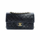 CHANEL Matelassé Double Flap Classic Chain Shoulder Bag Black Lambskin Black Gold Hardware 7-8-605