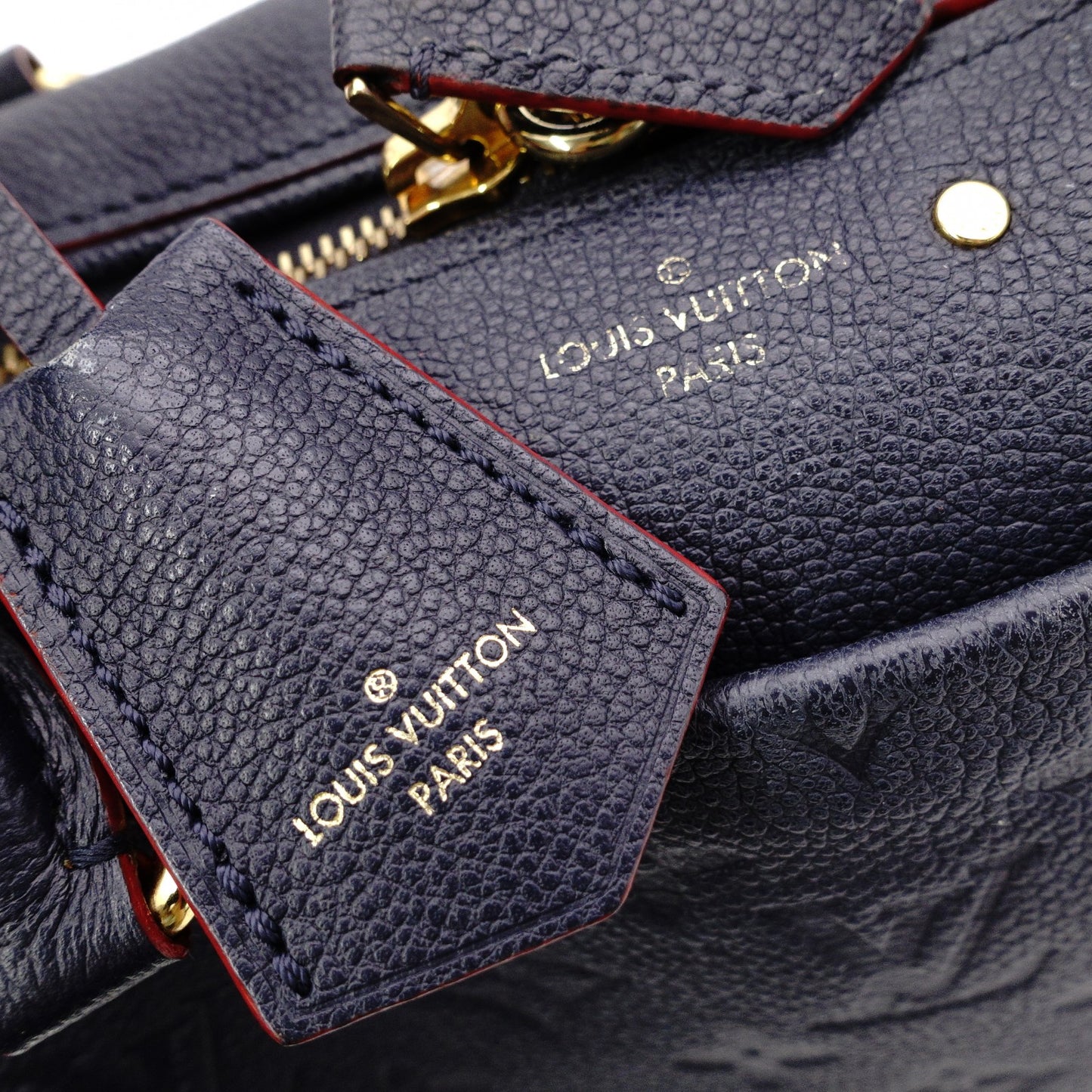 LOUIS VUITTON Speedy 25 Monogram Empreinte Handbag, Leather, Navy, 2-Way