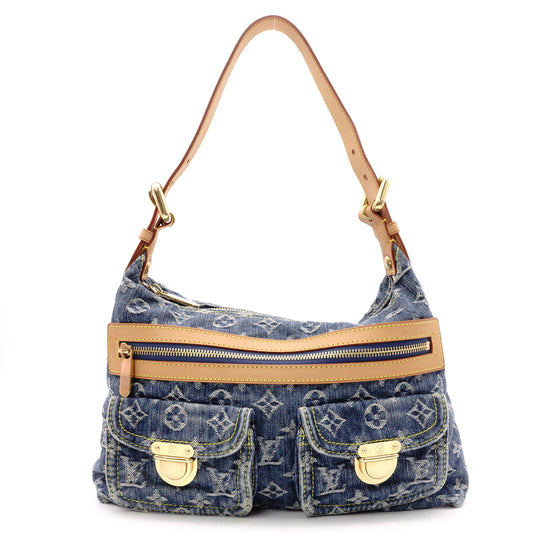 Louis Vuitton Baggy PM Monogram Denim Shoulder Bag, Denim/Leather, Blue Tones, Single-Shoulder