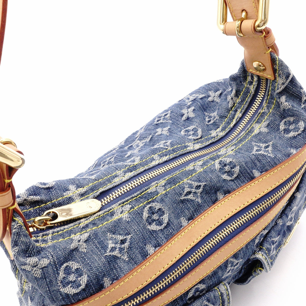 Louis Vuitton Baggy PM Monogram Denim Shoulder Bag, Denim/Leather, Blue Tones, Single-Shoulder