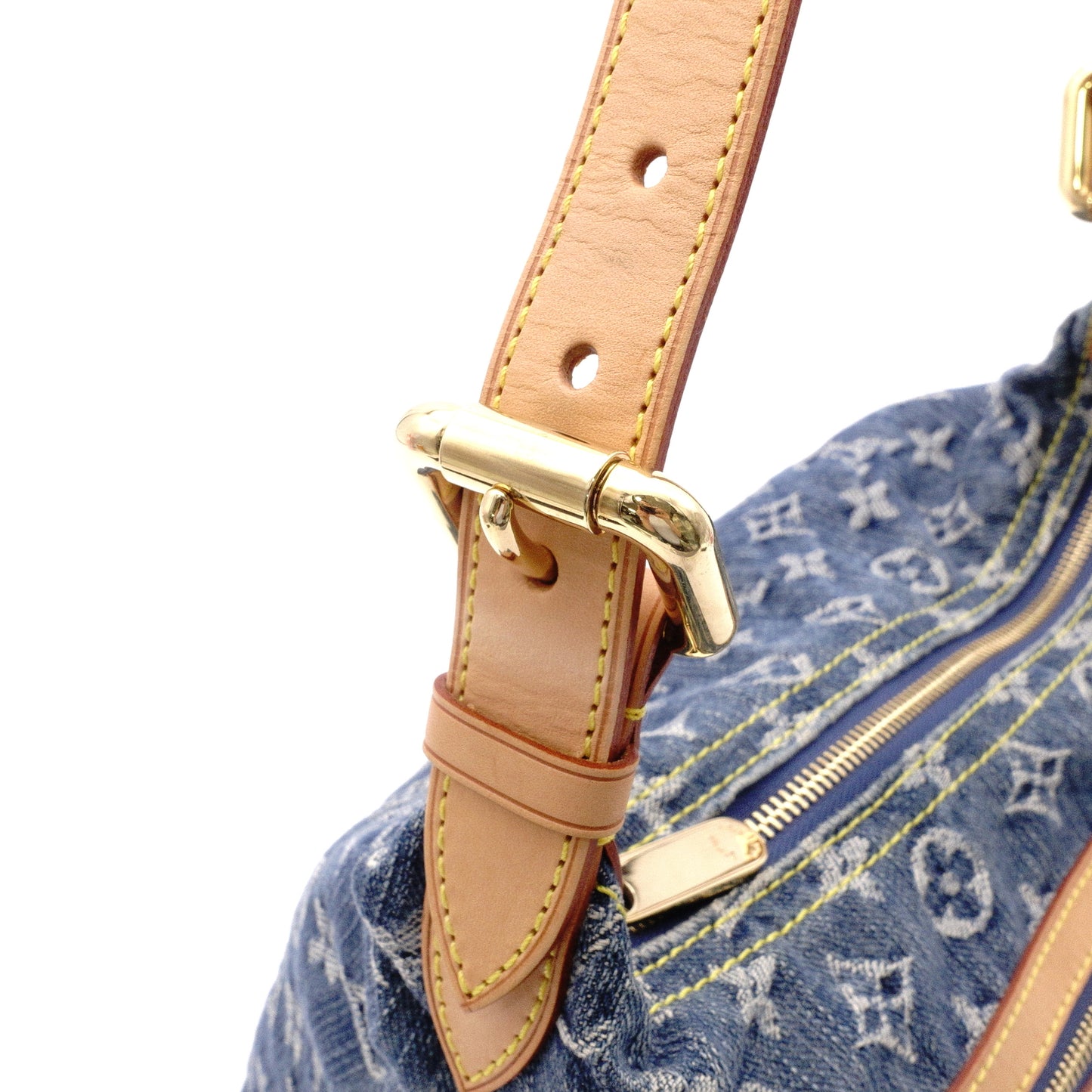 Louis Vuitton Baggy PM Monogram Denim Shoulder Bag, Denim/Leather, Blue Tones, Single-Shoulder