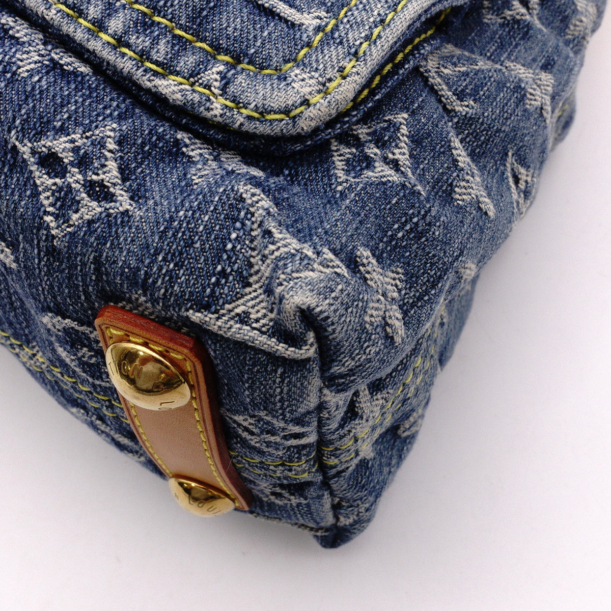Louis Vuitton Baggy PM Monogram Denim Shoulder Bag, Denim/Leather, Blue Tones, Single-Shoulder