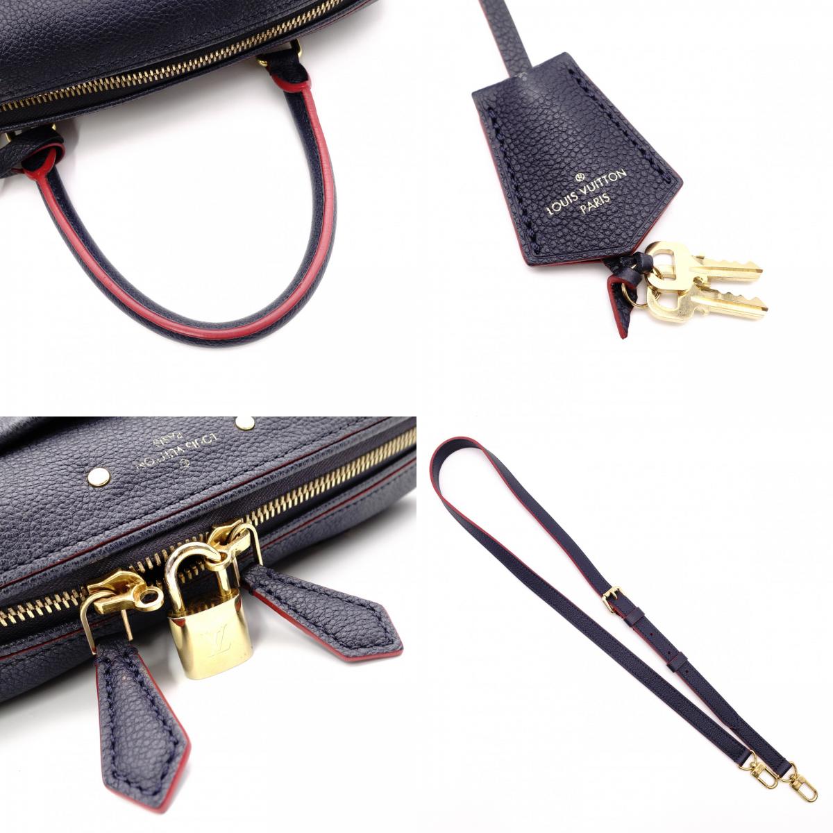 LOUIS VUITTON Speedy 25 Monogram Empreinte Handbag, Leather, Navy, 2-Way