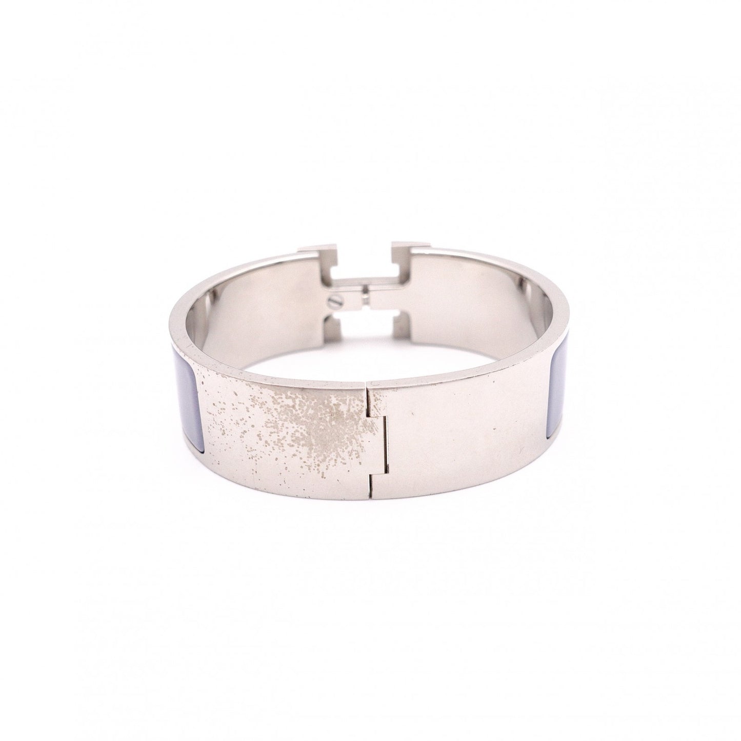 HERMES Click-Clack Bangle, Metal, Silver, Purple, H Logo