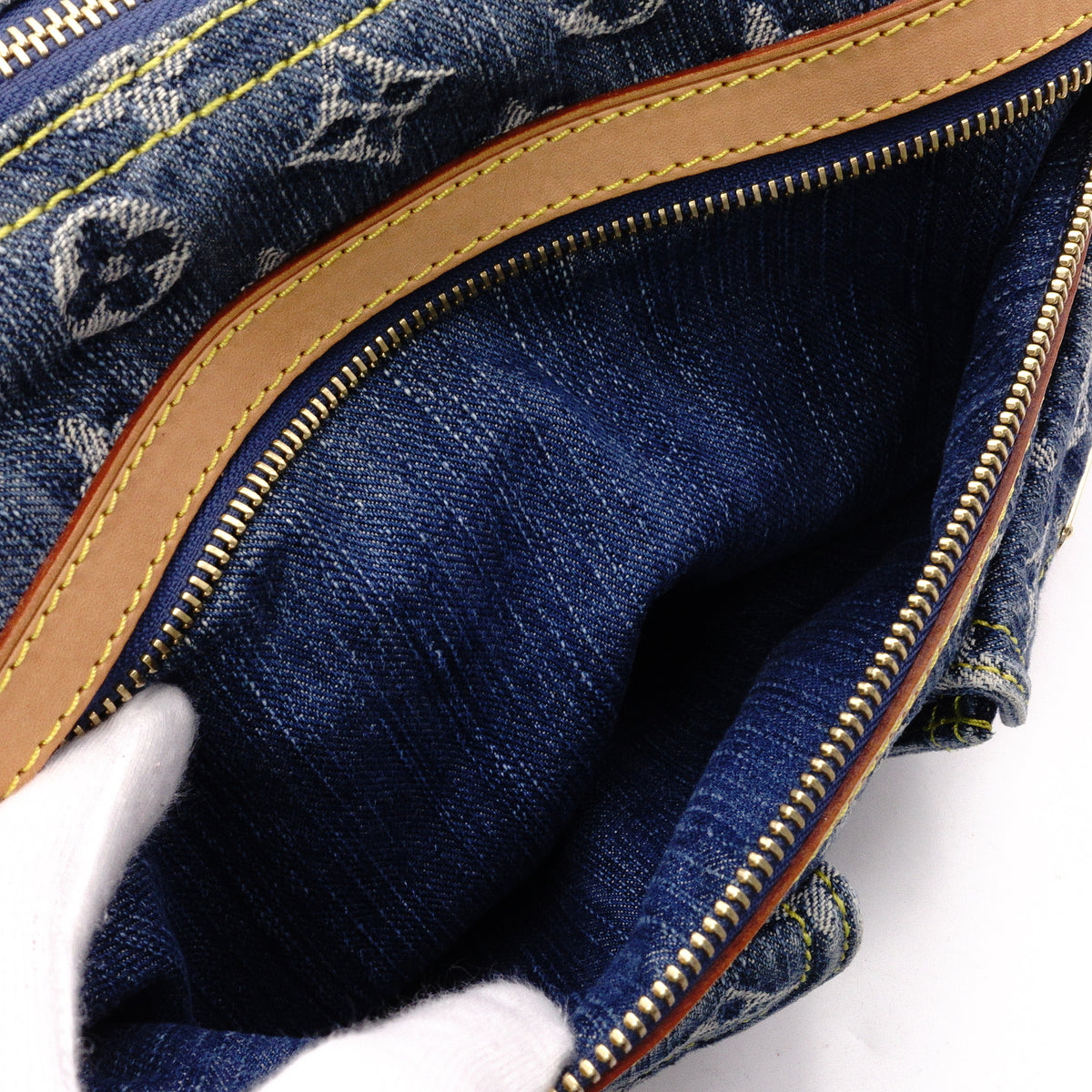 Louis Vuitton Baggy PM Monogram Denim Shoulder Bag, Denim/Leather, Blue Tones, Single-Shoulder