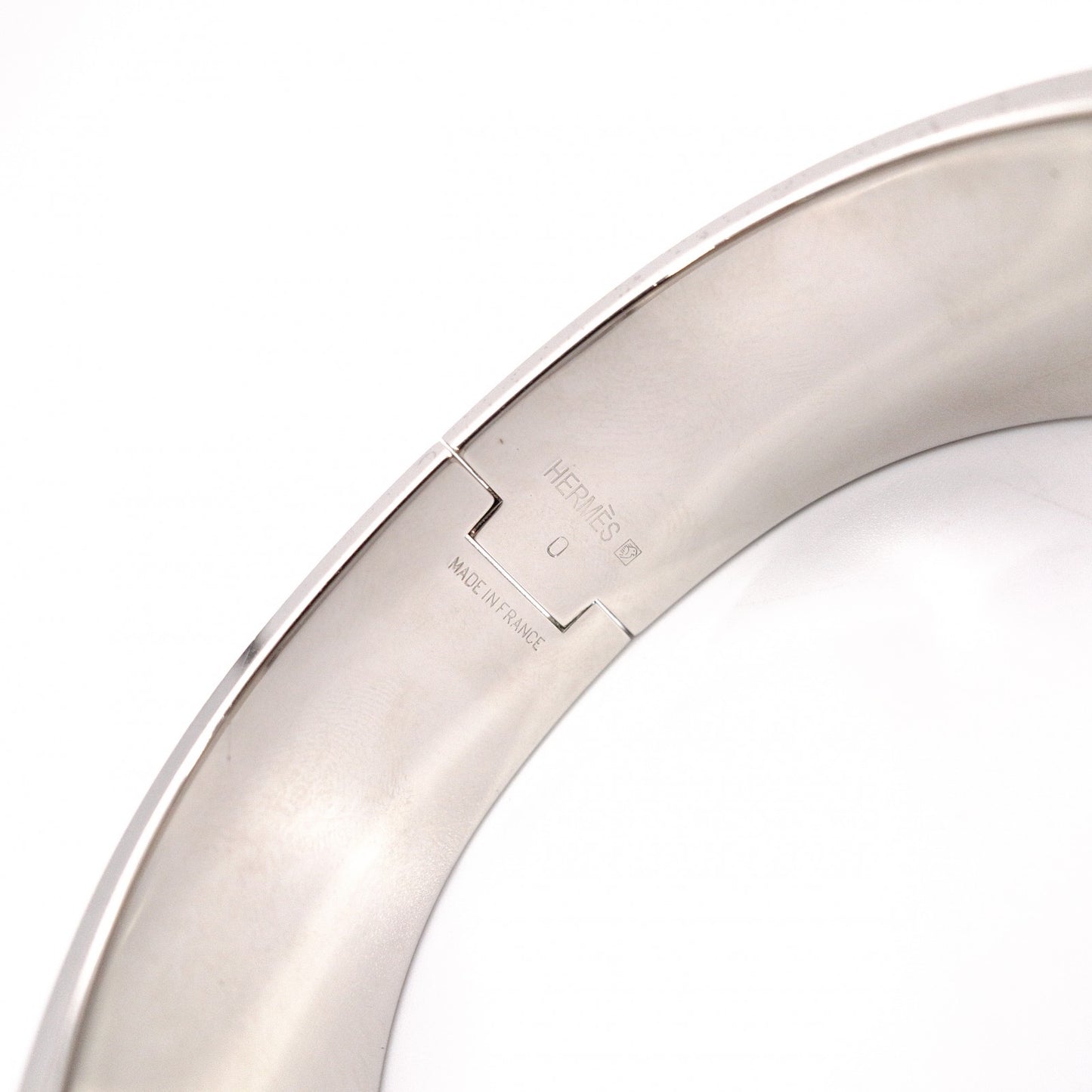 HERMES Click-Clack Bangle, Metal, Silver, Purple, H Logo