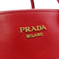 PRADA Paradigm Tote Saffiano Leather Handbag, Red, Women's, 2-Way, Gold Hardware