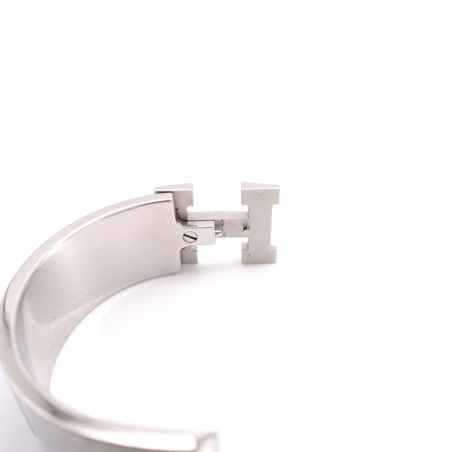 HERMES Click-Clack Bangle, Metal, Silver, Purple, H Logo
