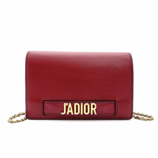 Christian Dior J'Adior Chain Shoulder Bag Red Leather Gold Crossbody R8011027