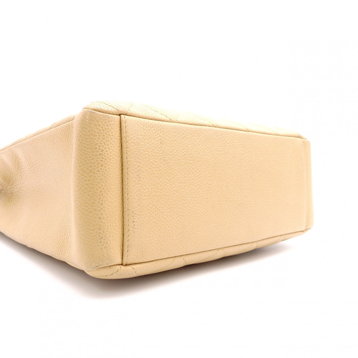 CHANEL PST Matelassé Shoulder Bag, Leather, Beige, Gold Hardware