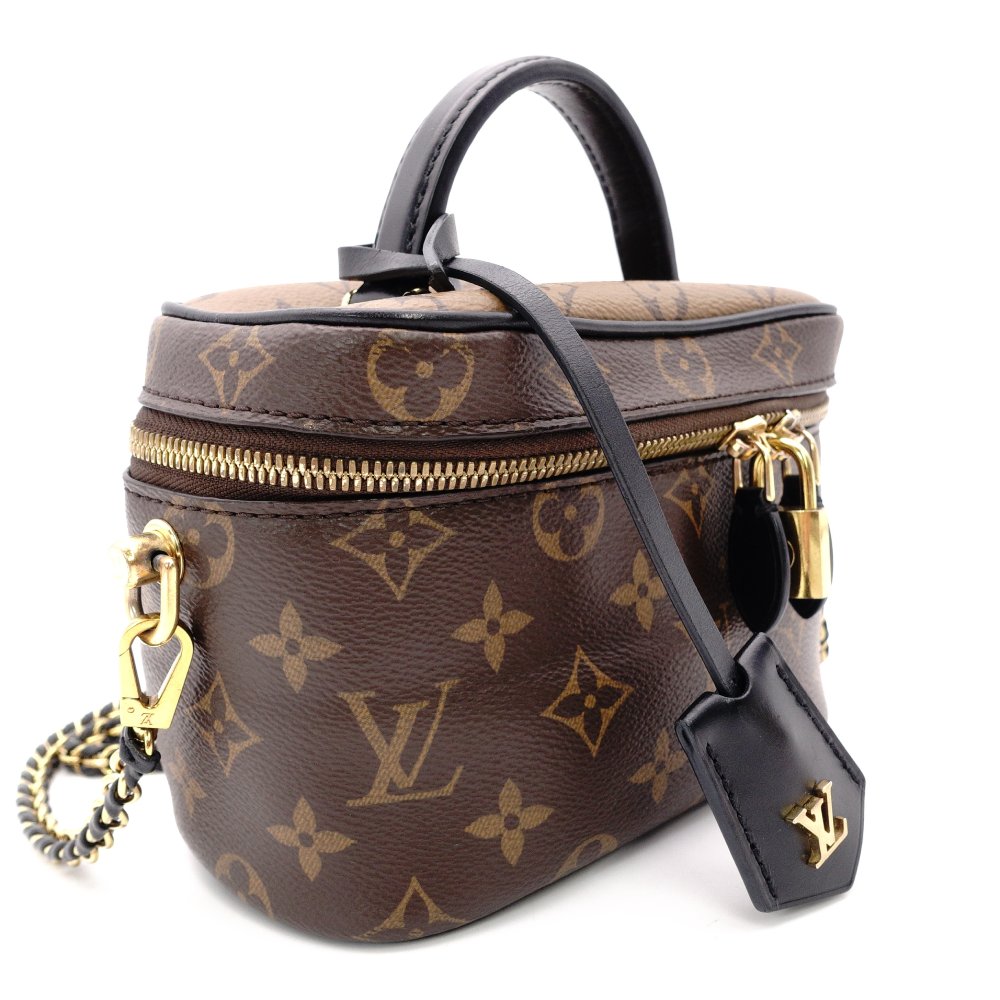 LOUIS VUITTON Monogram Reverse Vanity Handbag 2-Way Brown Tone Shoulder Bag PVC R8011023
